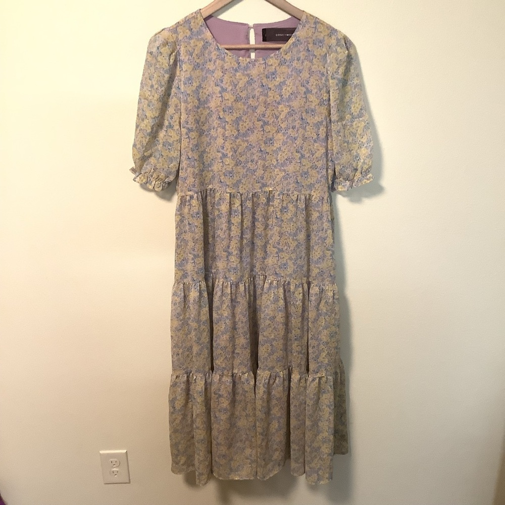 Code X Mode women’s midi maxi peasant medium cottage core‎ tiered floral dress